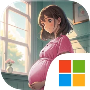 アニメの妊婦ママと赤ちゃんのお世話