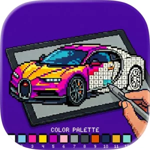 Supercars Pixel Coloring Art